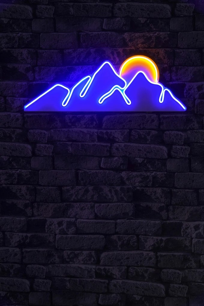 Műanyag LED-es fali dekoráció, Mountain - Blue - Sárga