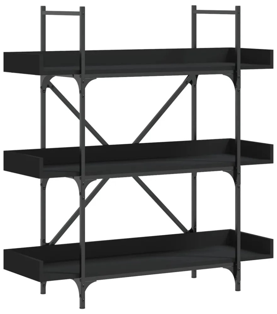 3-szintes fekete szerelt fa könyvespolc 100 x 33 x 108,5 cm