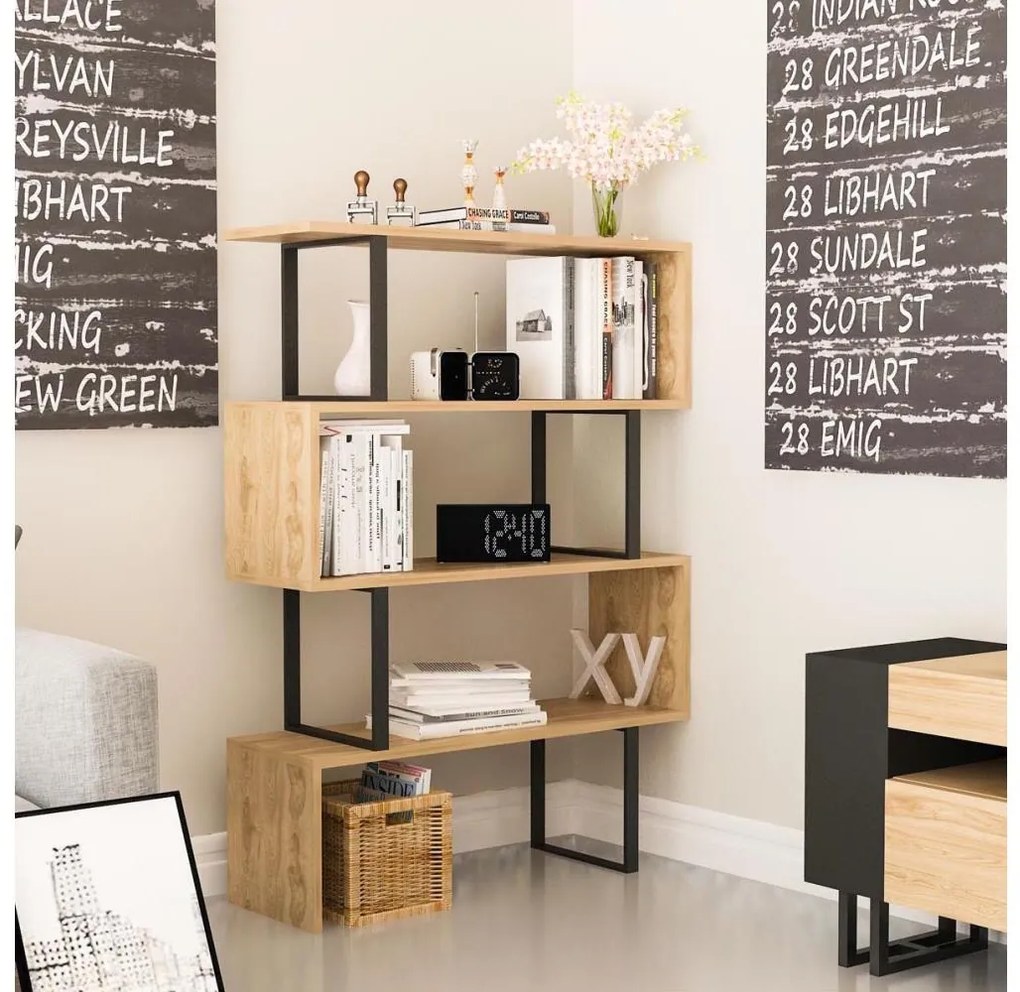 ADRIANA könyvtár 124x91,5 cm bézs/fekete