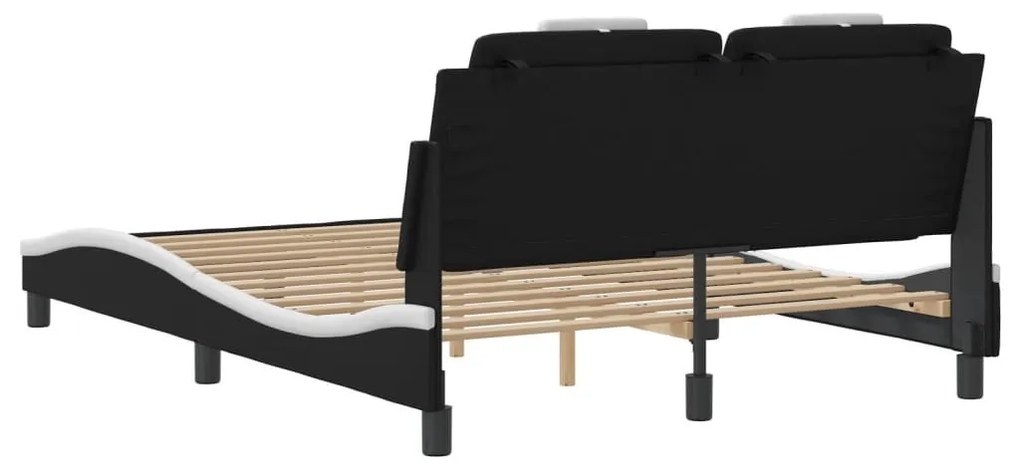 fekete és fehér ágykeret Viana LED-ekkel matrac nélkül 140 x 200 cm