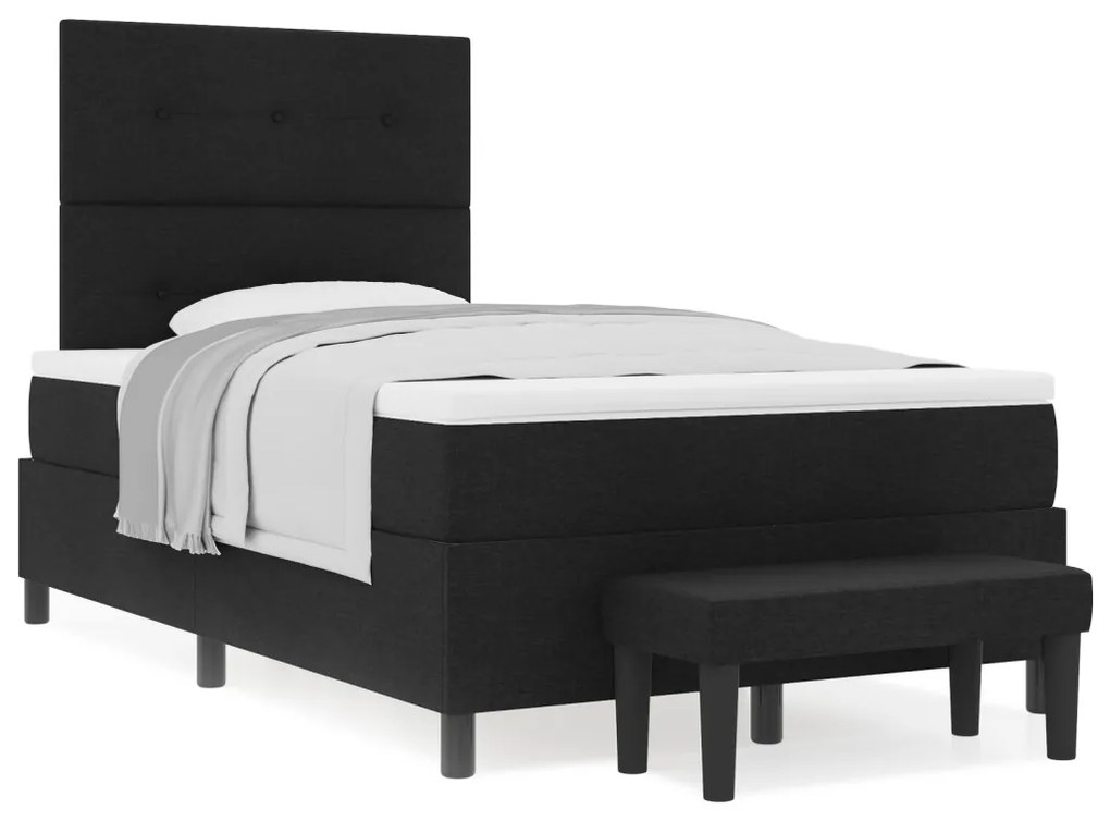 Box Spring Ágy matraccal és pad fekete 120x200 cm szövet