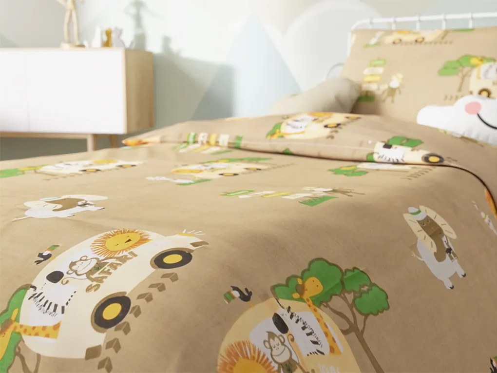 Pamut kiságy ágynemű SAFARI TOURS barna