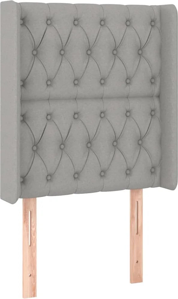 vidaXL világosszürke szövet fejtámla szárnyakkal 83x16x118/128 cm