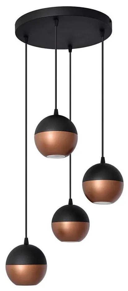 LED Csillár zsinóron MIDWAY 4xGU10/4,8W/230V fekete/réz