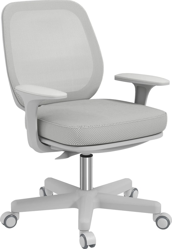 Vinsetto Irodai Szék Hálós Szövet Forgatható Magasságállító 360° Kartámaszokkal Kerekeken, Szürke | Aosom