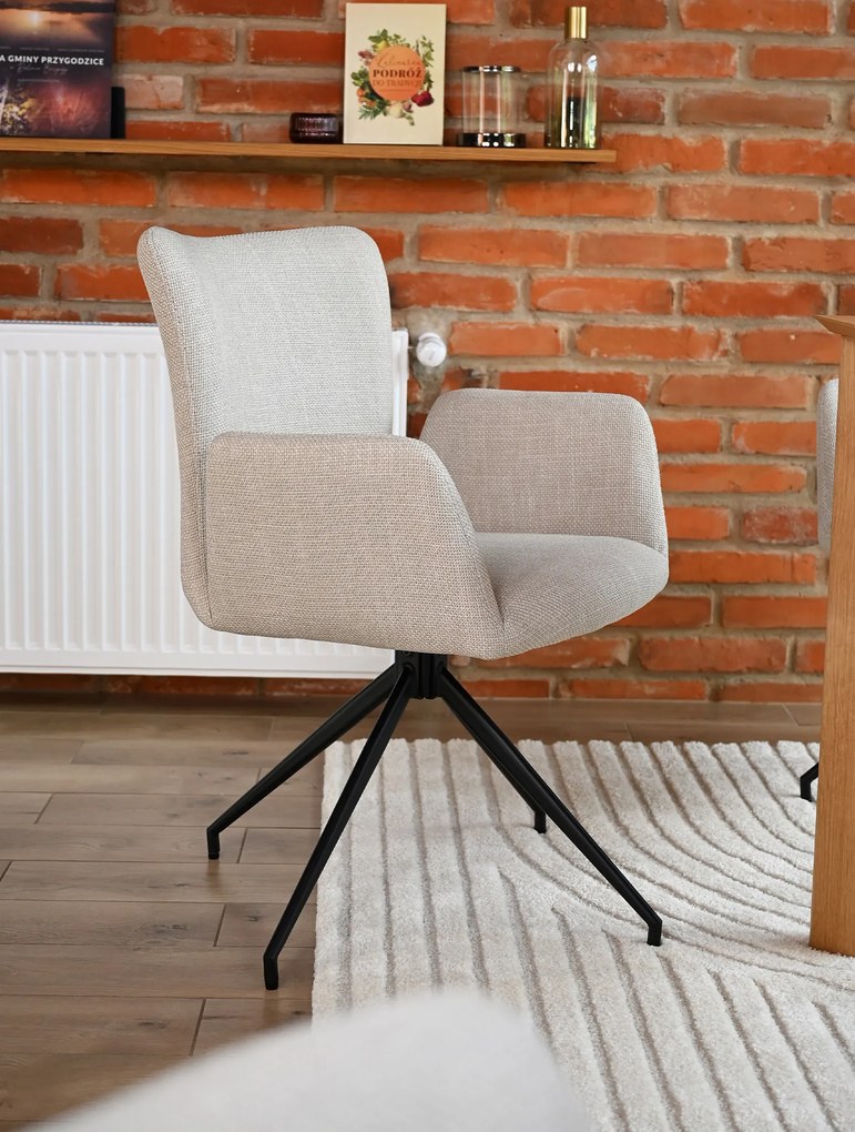MAZZONI EXPORT SARETTA Beige (Basel 24 szövet) - MODERN KÁRPITOZOTT FORGÓSZÉK NAPPALIBA/ÉTKEZŐBE/LOFT IRODÁBA