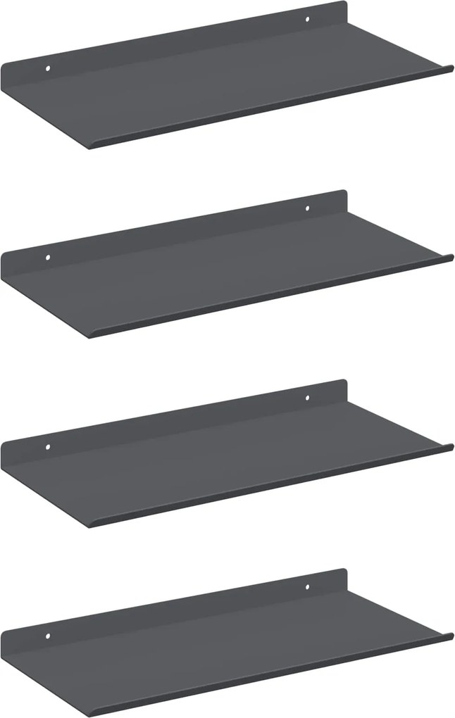 vidaXL Lebegő polc 4 pcs Antracit 40 x 18 x 2,5 cm Acél
