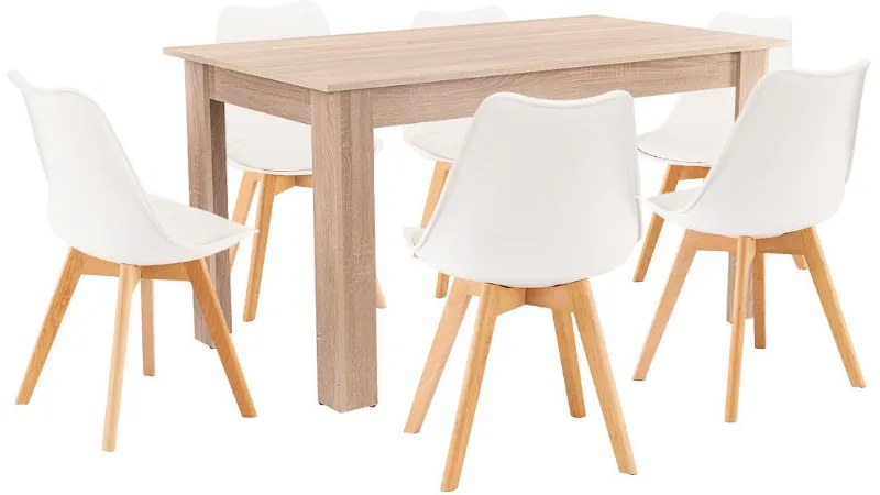 Zara 6+1 étkező garnitúra fehér-sonoma tölgy
