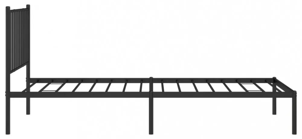 fekete fém ágykeret fejtámlával 80 x 200 cm