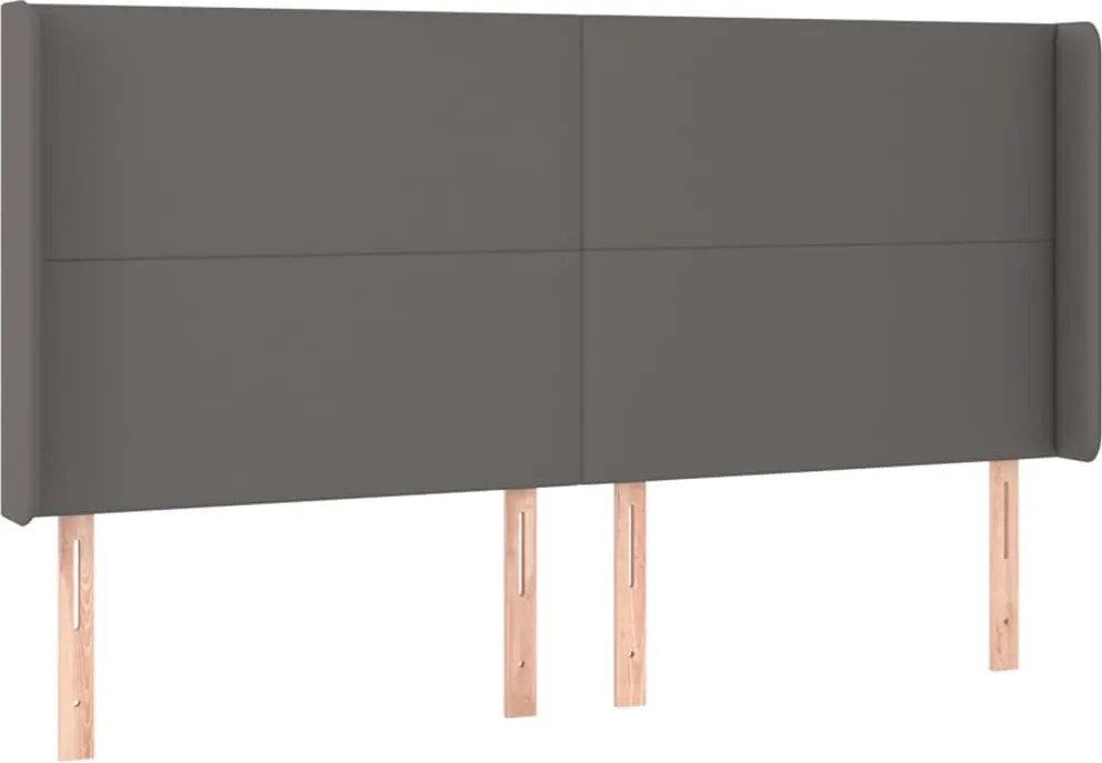 vidaXL szürke műbőr fejtámla szárnyakkal 183x16x118/128 cm