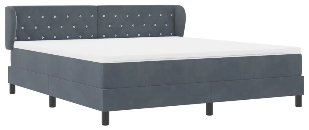 Boxspring Ágy Matrac Kollokációs Sötétszürke 180x200 cm Bársony