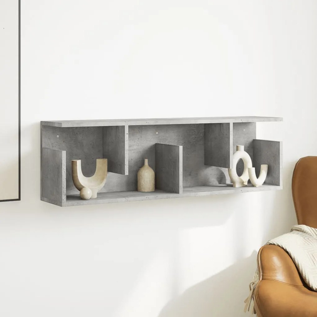 betonszürke szerelt fa faliszekrény 100 x 20 x 30 cm