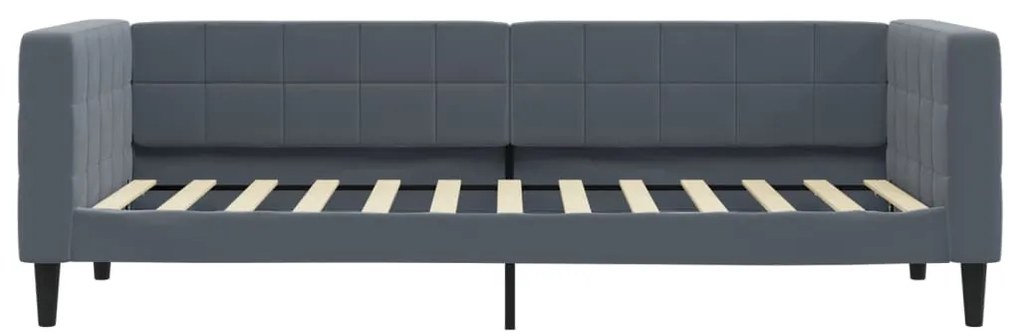 sötétszürke kihúzható bársony heverő fiókkal 80 x 200 cm