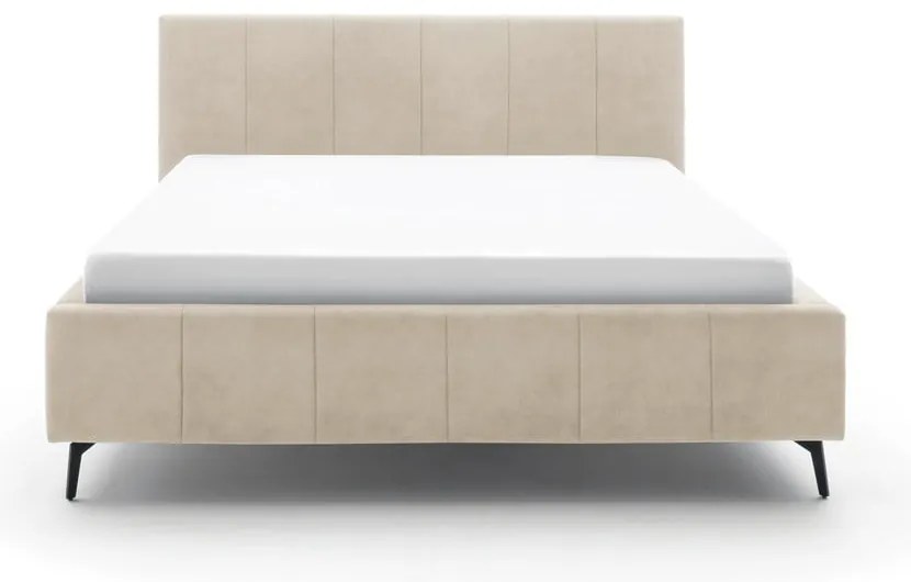 Bézs kárpitozott franciaágy tárolóhellyel ágyráccsal 180x200 cm Lizzano – Meise Möbel