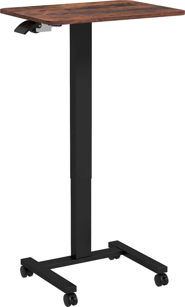 Vinsetto Magasságállítható Számítógép Asztal, Laptop Asztal Kerekekkel, Ülő-Álló Asztal, Mobil Oldal Asztal Kézi Kerekekkel Nappaliba, Hálószobába, Ru