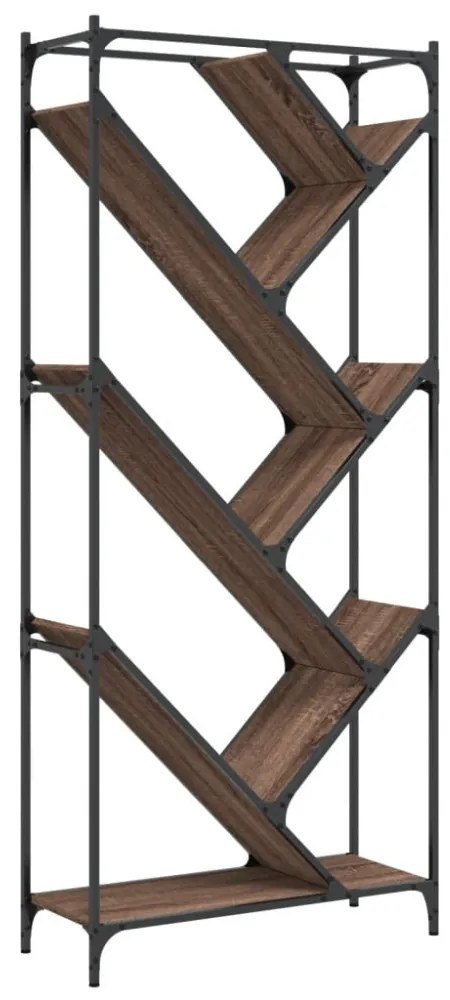 barna tölgy színű szerelt fa és fém könyvszekrény 79x30x180 cm