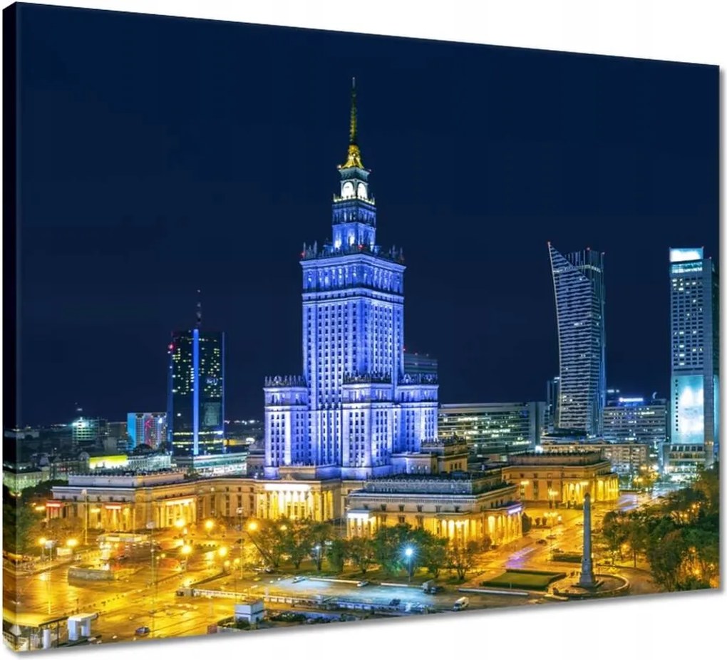 Vászonkép 50x40 Varsó éjszaka Palota