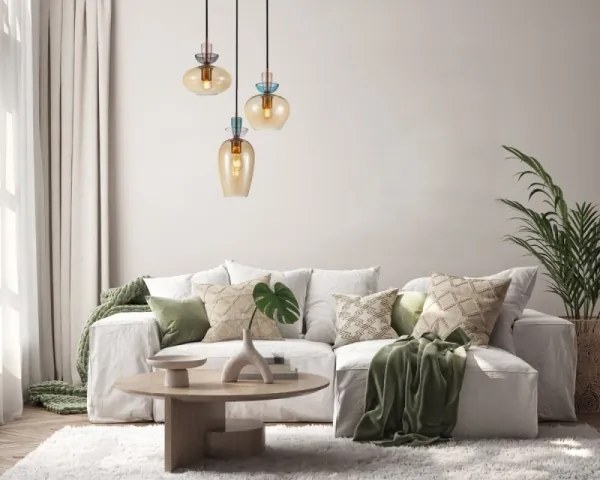ITALUX PND-31882-3A-GD-AMB-FANDA kábeles függeszték 3xE27/40W/230V arany/füstös bézs