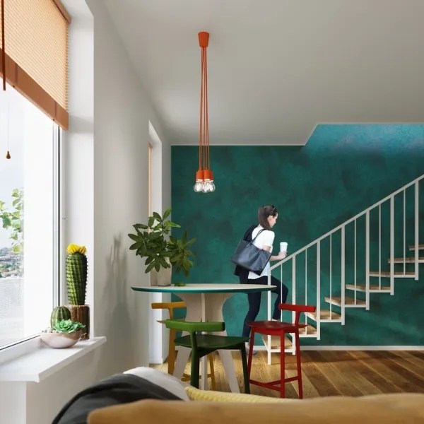 Csillár zsinóron DIEGO 3xE27/60W/230V narancssárga