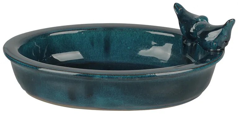 Kerámia madáretető és -itató tál, kék