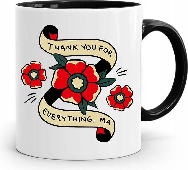 Fekete Bögre Ajándék Anyukáknak Thank You fényképes nyomtatással