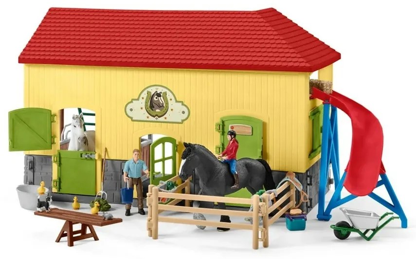 Schleich 42485 Lóistálló tartozékokkal, 60 x 40 x 29,5 cm