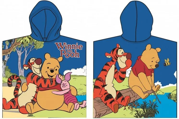 Disney Micimackó poncso törölköző kék