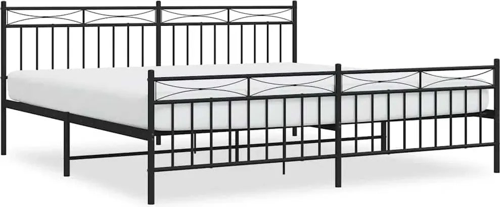 vidaXL fekete fém ágykeret fej- és lábtámlával 193 x 203 cm