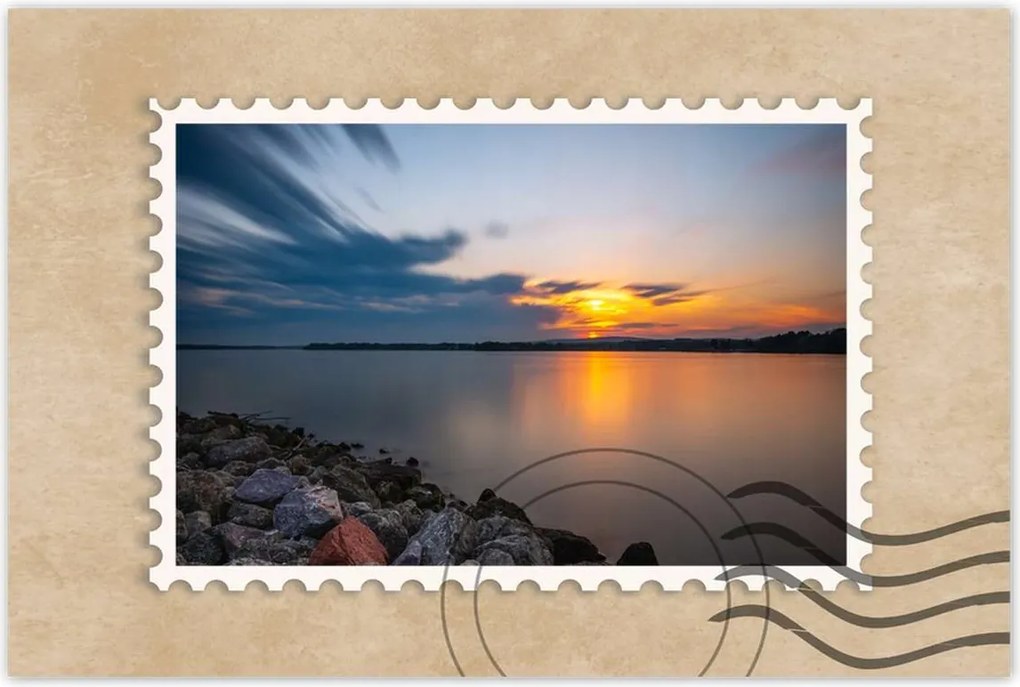 Plakátok 120x80 Kavicsos tengerparti tó