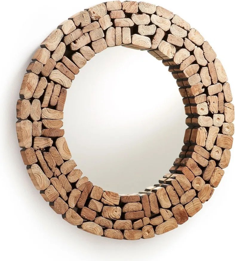 Fali tükör tömörfa kerettel ø 80 cm Eliptic – Kave Home