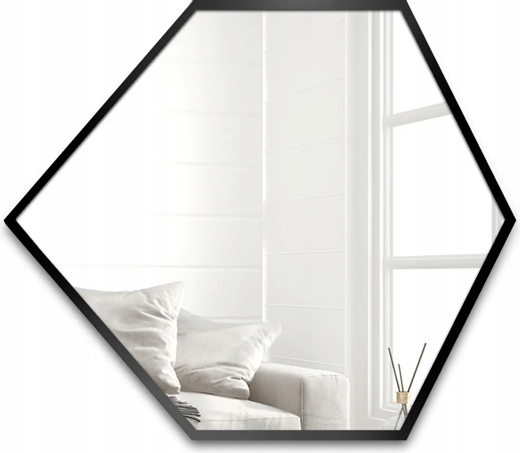 Geome geometrikus tükör fekete Mdf keretben 120x103 falra szerelhető