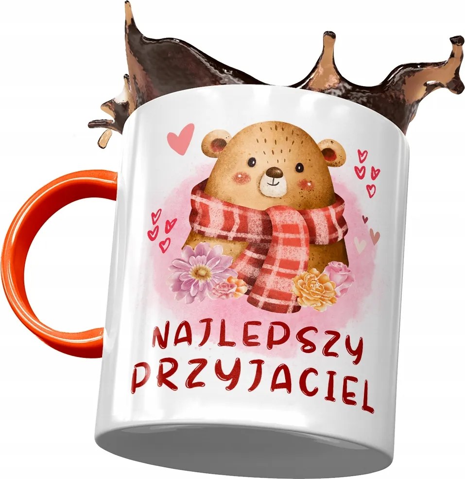 Narancssárga bögre macival Aranyos mackó ajándék fényképes nyomtatással