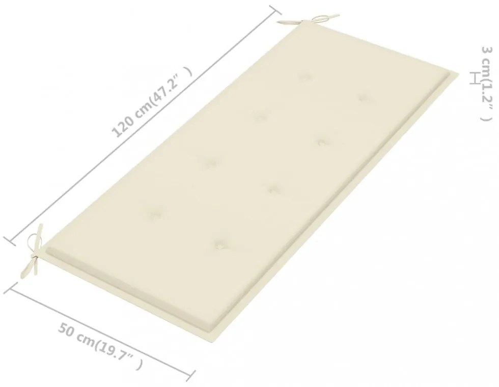 tömör tíkfa Batavia pad krémszínű párnával 120 cm