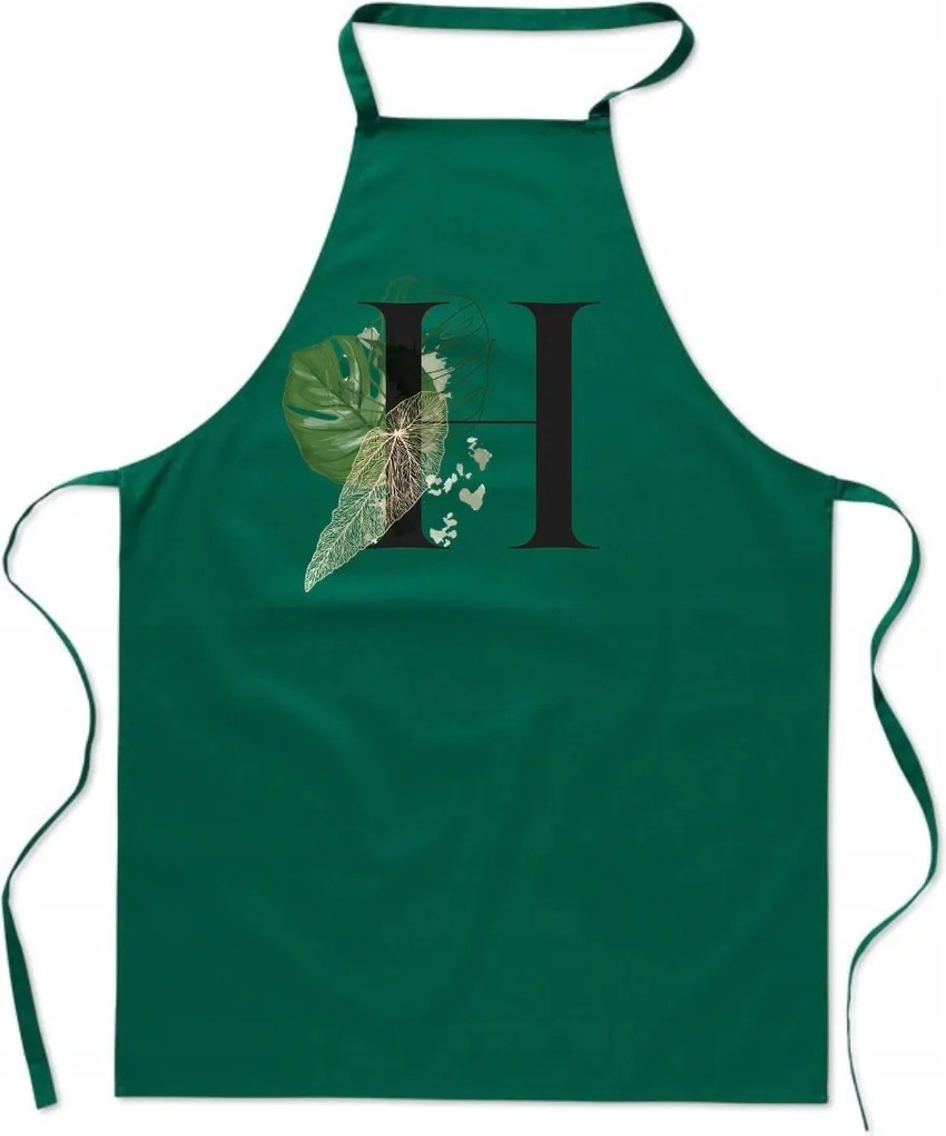 Konyhai Kötény zöld H Betűvel név monogram Hania Hubert FA_366_z