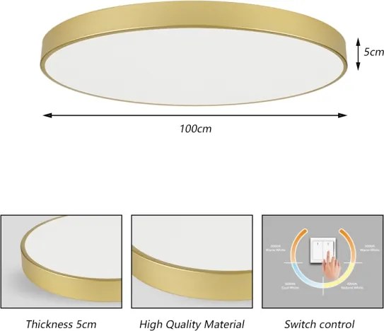 Brilagi-LED mennyezeti lámpatest POOL LED/128W/230V 3000/4000/6000K Ø 100 cm arany