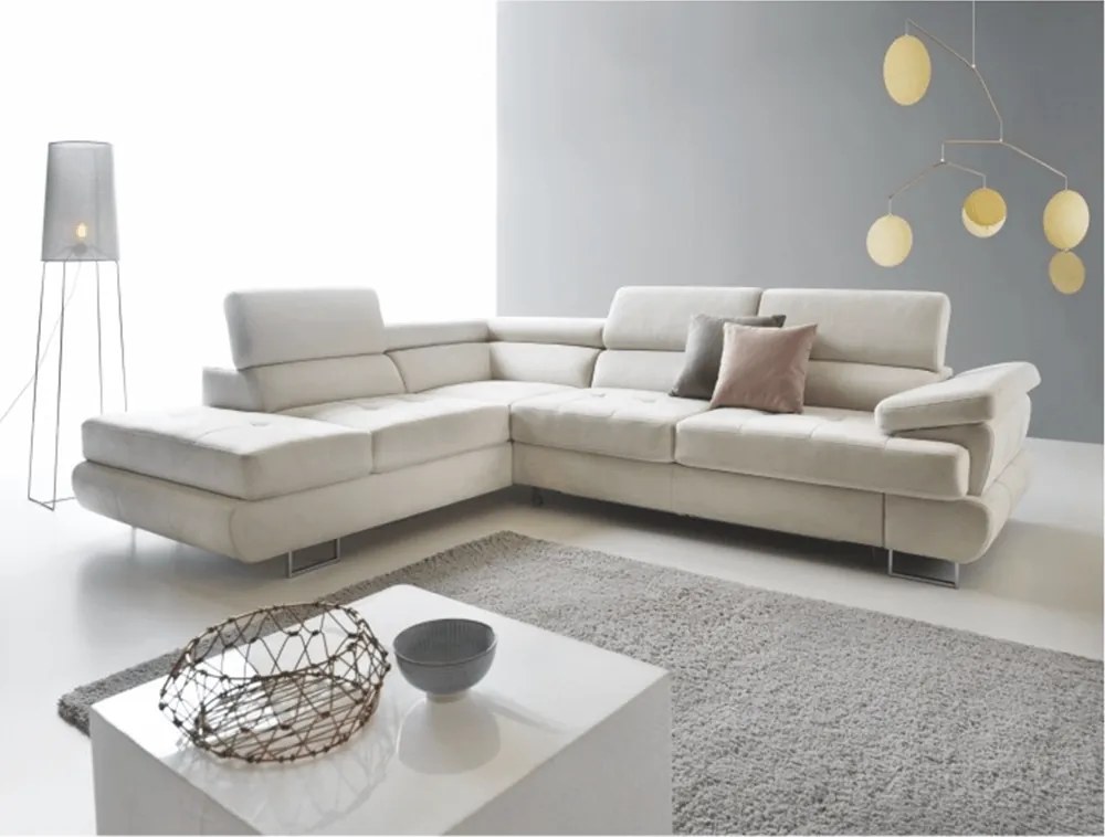 Ülőgarnitúra, világos szürke, szövet, balos, BUTON P