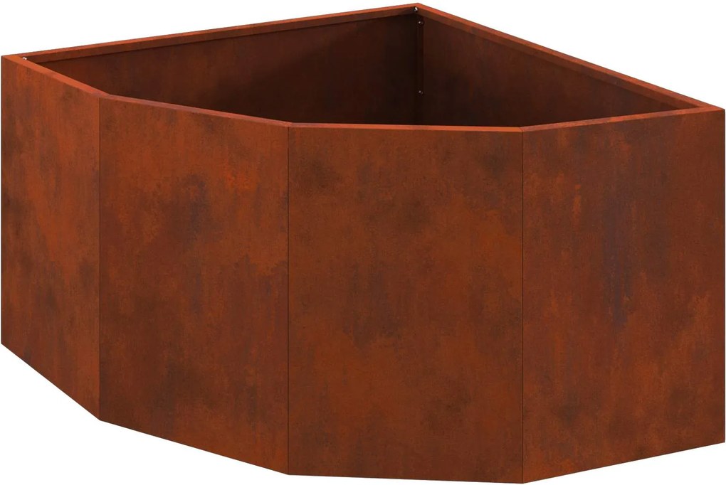 vidaXL Sarok Virágtartó Rozsdás 60 x 60 x 35 cm időjárásálló acél
