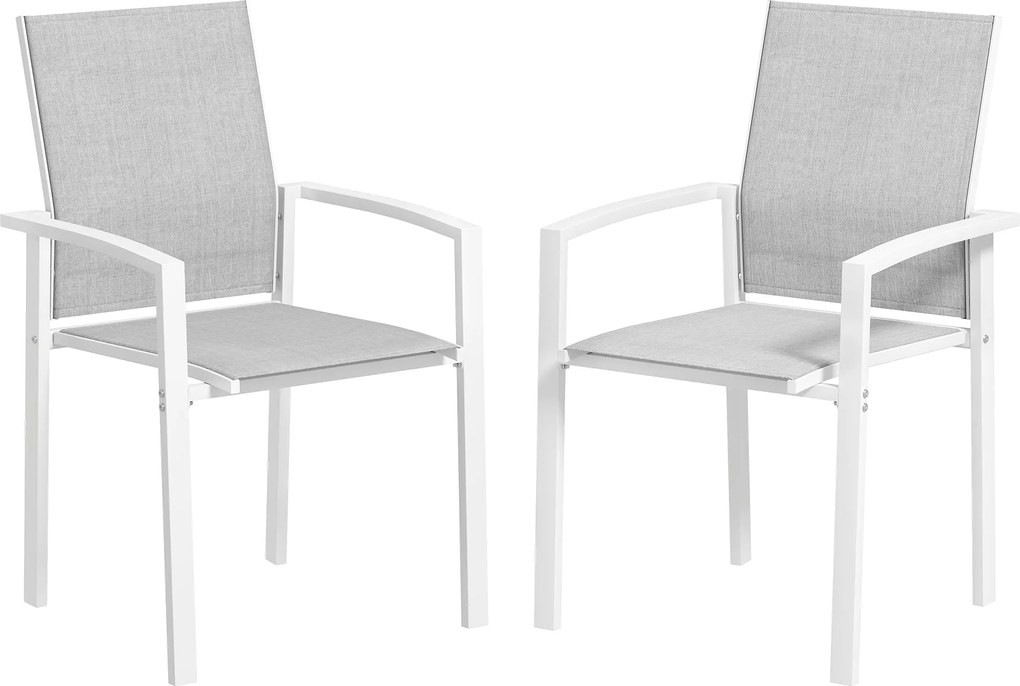 Outsunny 2 db kültéri kertiszék készlet teraszra, stackelhető étkezőszék légáteresztő szövettel, acél kerettel, kartámlával és háttámlával, 56x58x89 c
