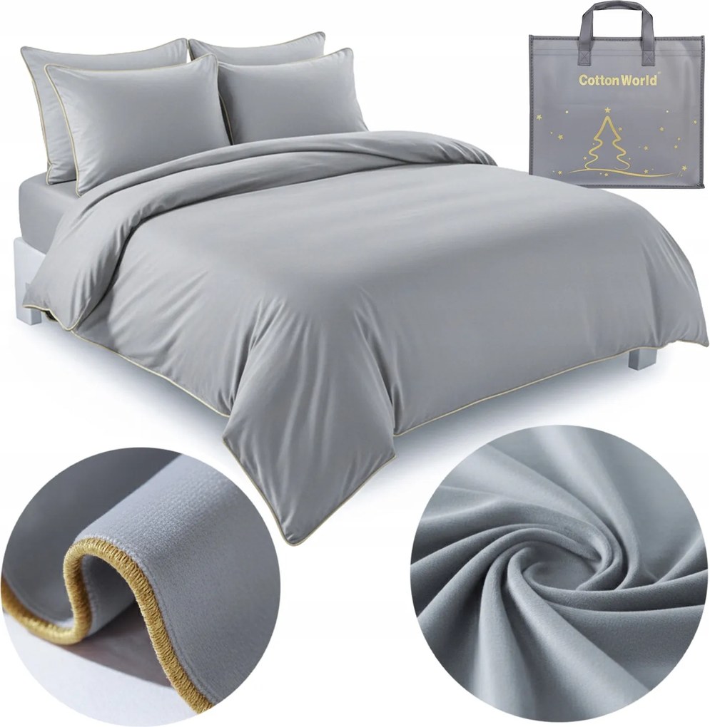 Mikroszálas Ágyneműhuzat Velúr Plüss Szegély 220x200 Meleg Puha Szürke