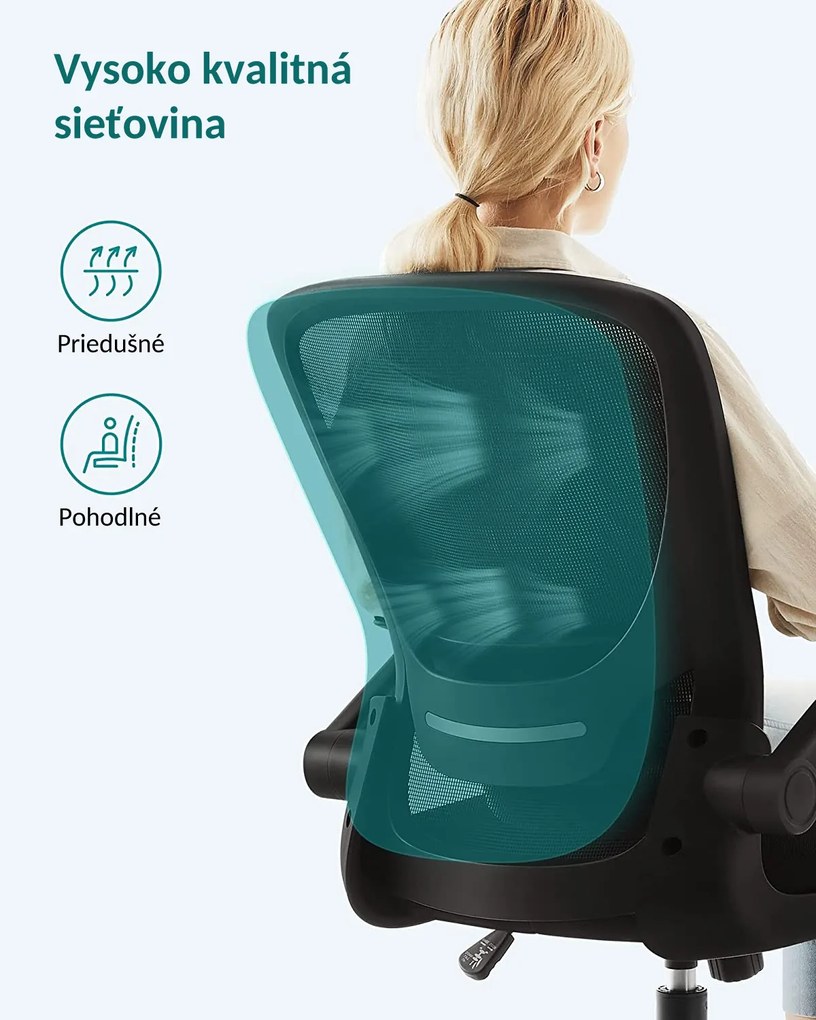 Összecsukható karfás, fekete irodai szék
