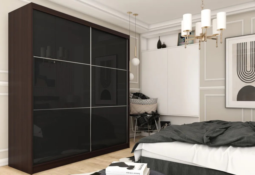 KUREZ tolóajtós ruhaszekrény, 180x216x61, tölgy sonoma/fehér