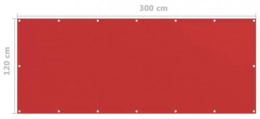 piros HDPE erkélytakaró 120 x 300 cm
