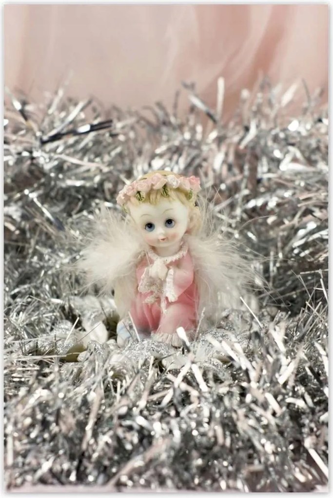 Poszterek 80x120 Angyalka ezüst szénában