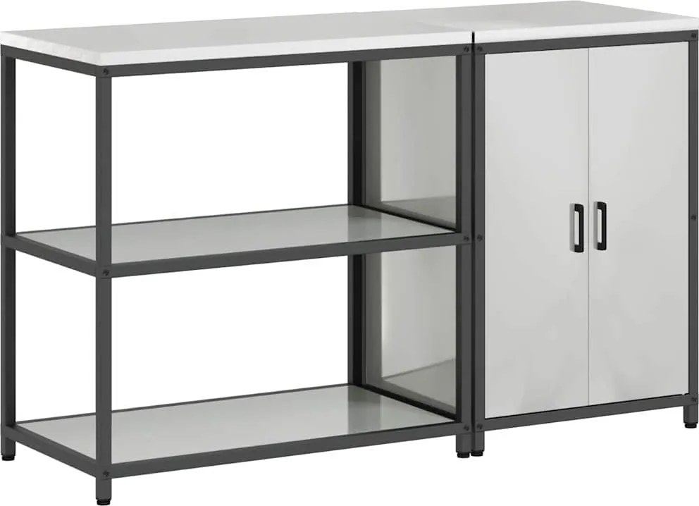 vidaXL Konyhai Tároló Készlet polcokkal 2 pcs Ezüst Horganyzott acél