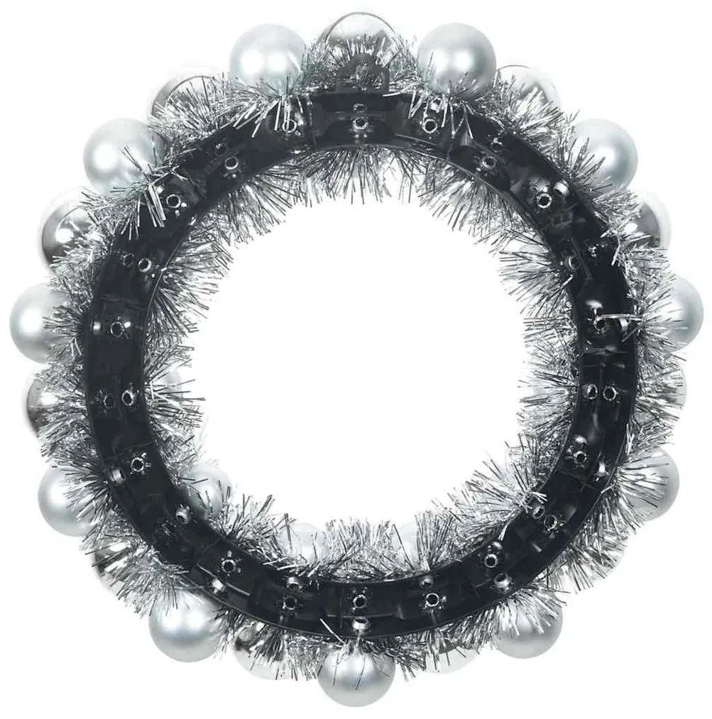 Karácsonyi labda koszorúk 2 pcs Ezüst 33 x 33 x 7 cm