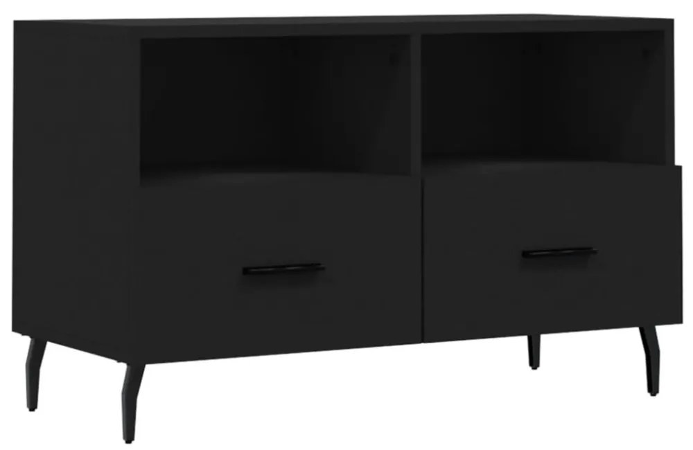 fekete szerelt fa TV-szekrény 80 x 36 x 50 cm