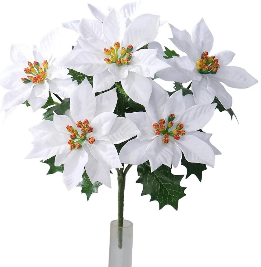 Karácsonyi mű mikulásvirág fehér, 30 cm