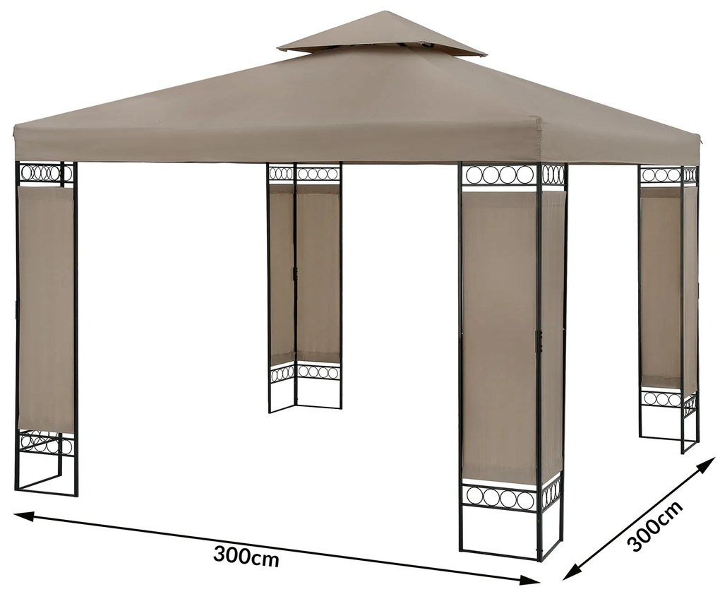 Casaria® Lorca kerti pavilon 3x3 m - taupe