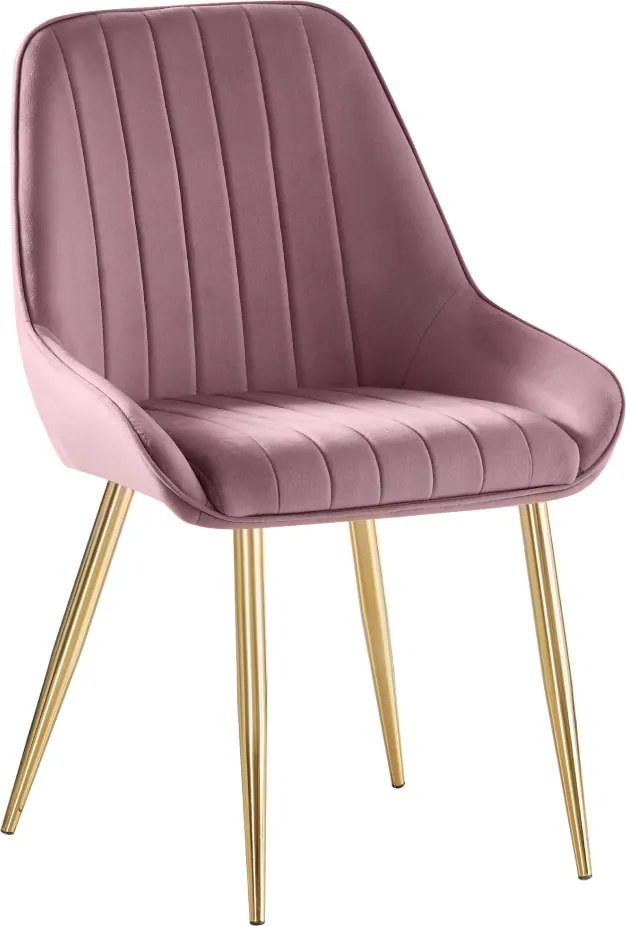 Étkezőszék, rózsaszín Velvet anyag/gold króm-arany, PERLIA