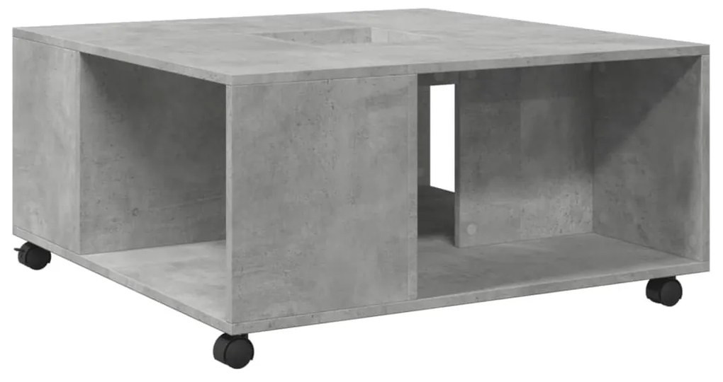 betonszürke szerelt fa dohányzóasztal 80 x 80 x 40 cm